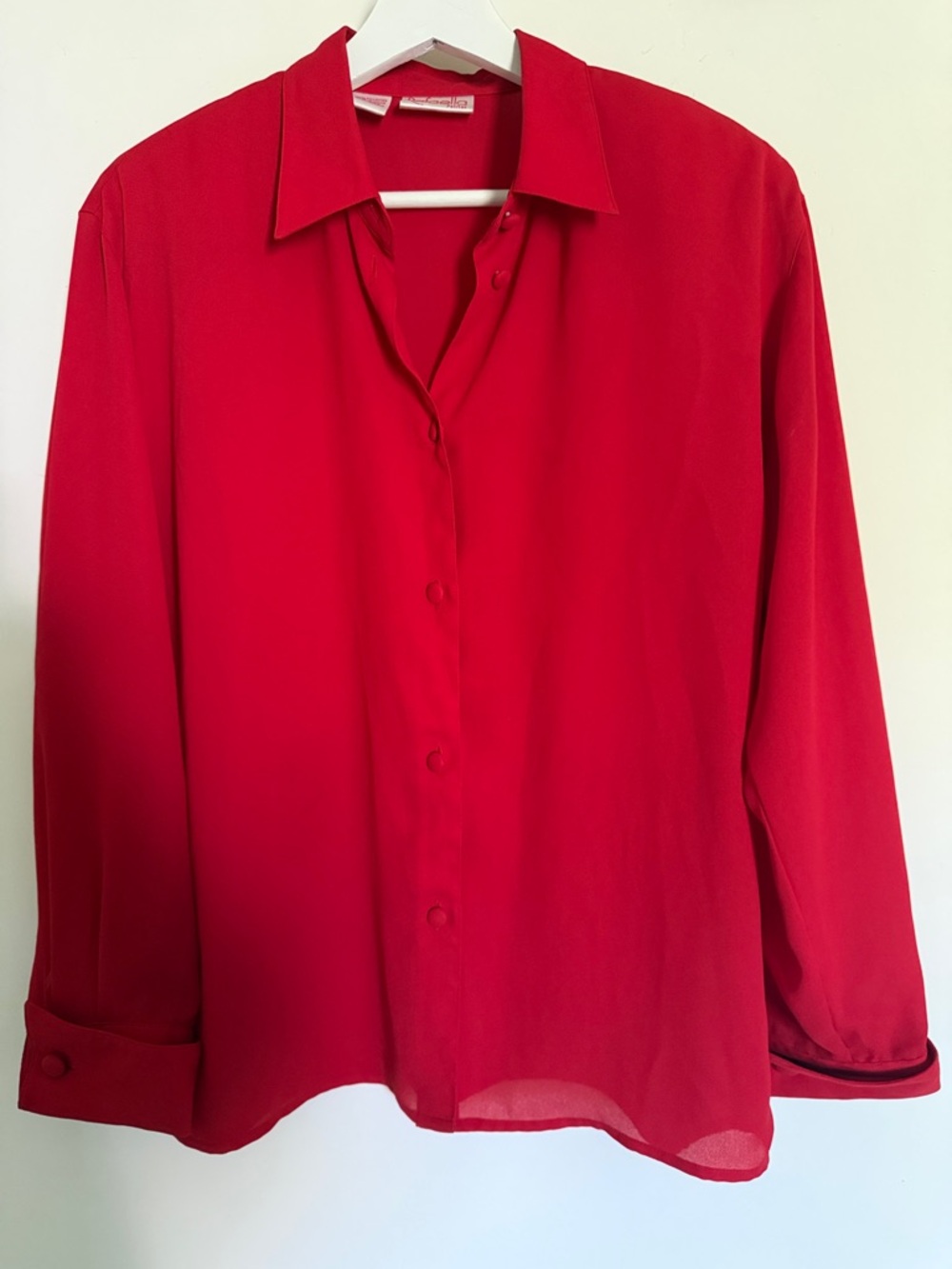 Rafaella Bold Red Long-Sleeve Button Down Blouse